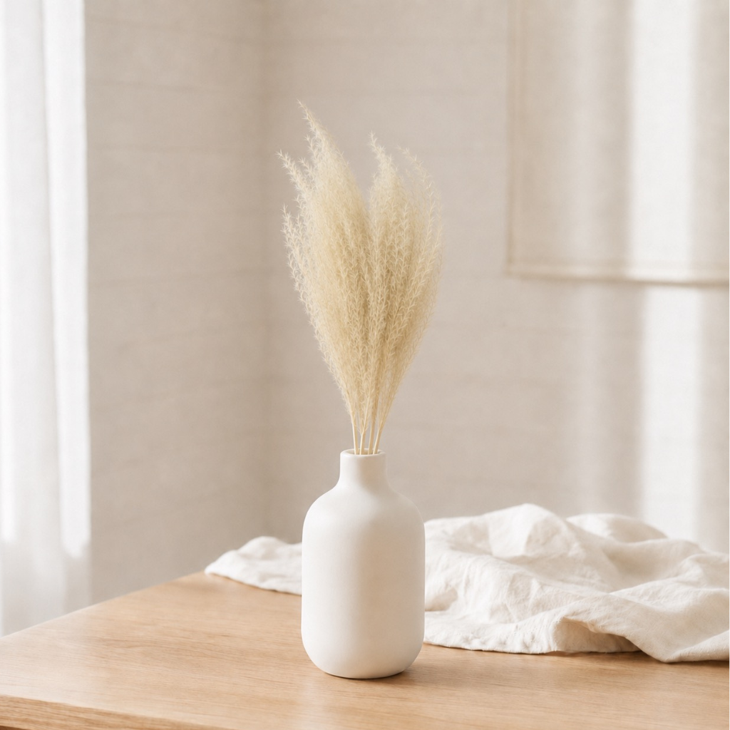 Sušená tráva Silvergrass Miscanthus bielená – 5 kusov pre svetlé aranžmány